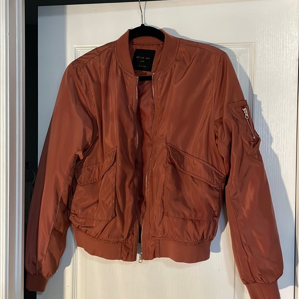 Trendy pink bomber jacket